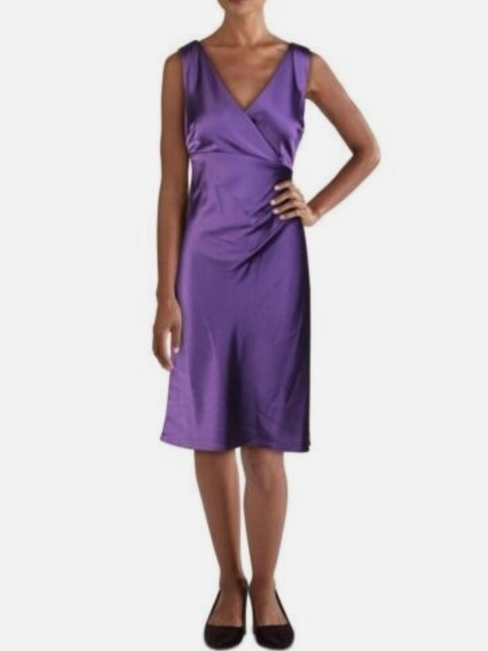 Lauren Ralph Lauren Women's Satin Cocktail Dress Purple Size 8 NWT $180